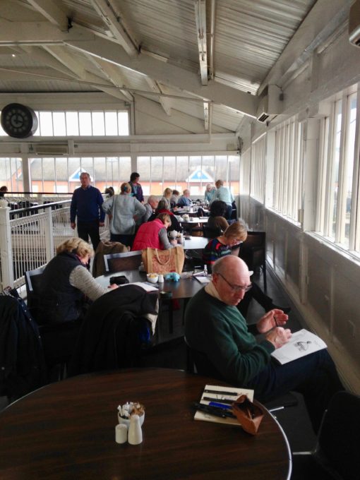 Cosy Urban sketchers in the Cafe at Woodside ferry