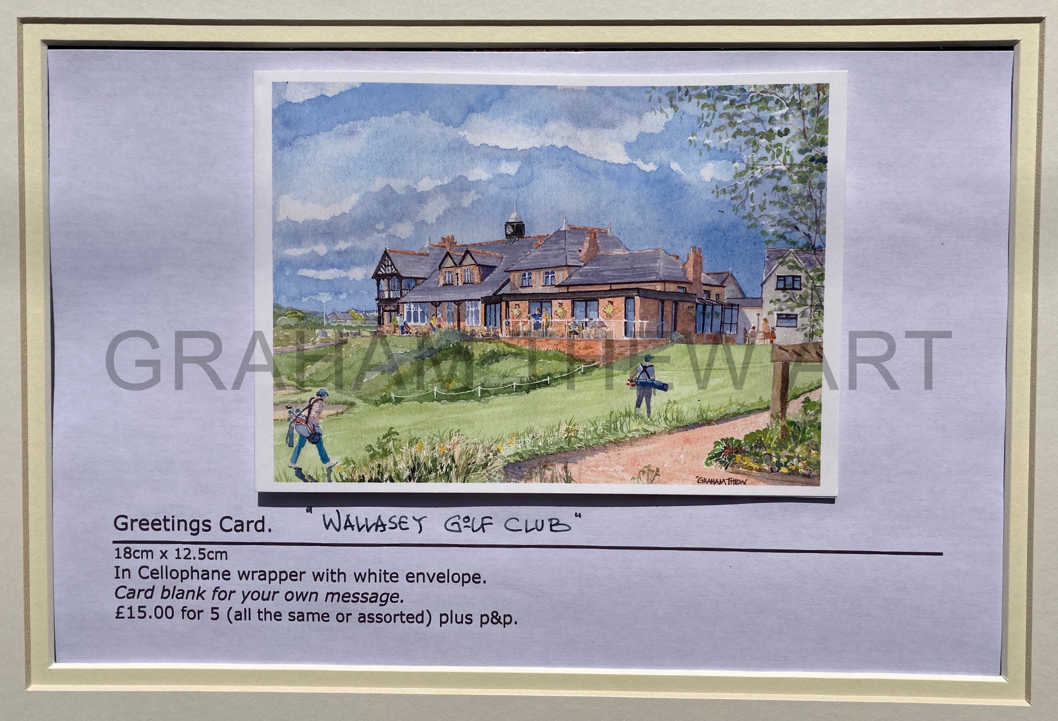 Greetings Card. Wallasey Golf Club , clubhouse.